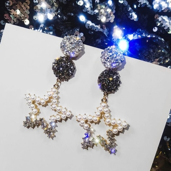 💎pearl crystal star earrings - Picture 3 of 4